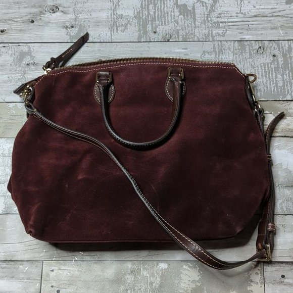 Dooney & Bourke Suede Wine Dillen Double Pocket Satchel - Picture 6 of 10
